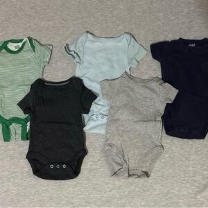 Gerber Green, Blue, and Gray Bodysuits Set